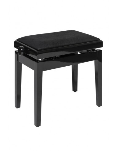 Highgloss black hydraulic piano bench with fireproof black velvet top