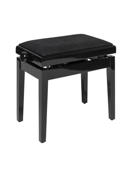 Highgloss black hydraulic piano bench with fireproof black velvet top