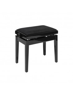 Highgloss black hydraulic piano bench with fireproof black velvet top 2