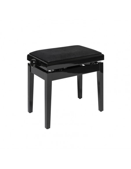 Highgloss black hydraulic piano bench with fireproof black velvet top