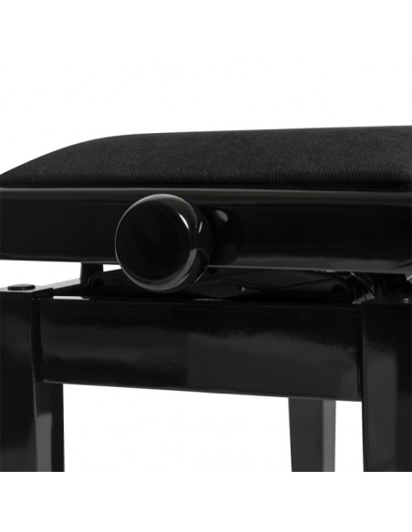 Highgloss black hydraulic piano bench with fireproof black velvet top