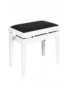 Matt white hydraulic piano bench with fireproof black velvet top