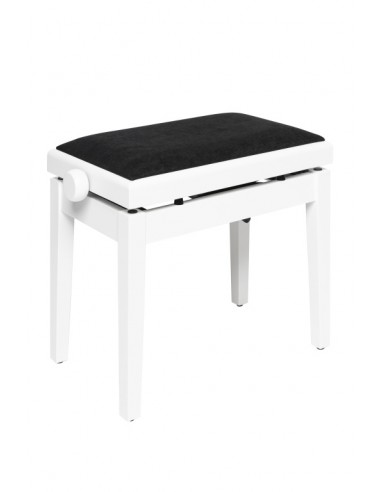 Matt white hydraulic piano bench with fireproof black velvet top