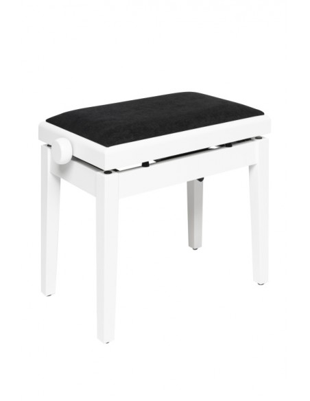 Matt white hydraulic piano bench with fireproof black velvet top