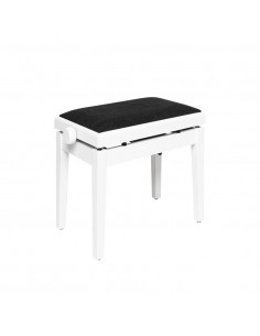 Matt white hydraulic piano bench with fireproof black velvet top 2