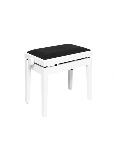 Matt white hydraulic piano bench with fireproof black velvet top