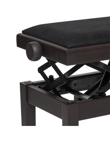 Matt rosewood hydraulic piano bench with fireproof black velvet top