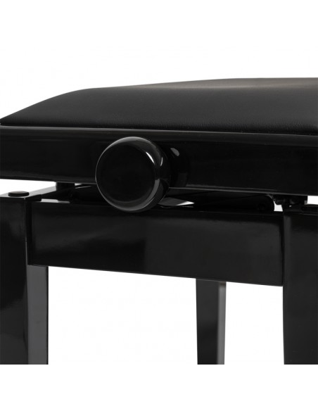 Highgloss black hydraulic piano bench with fireproof black vinyl top