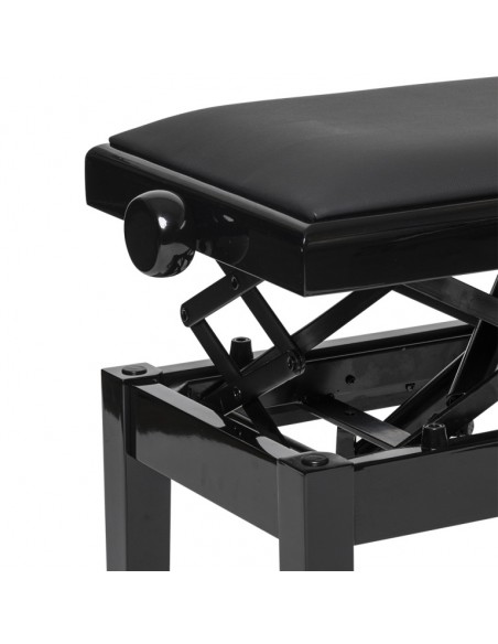 Highgloss black hydraulic piano bench with fireproof black vinyl top
