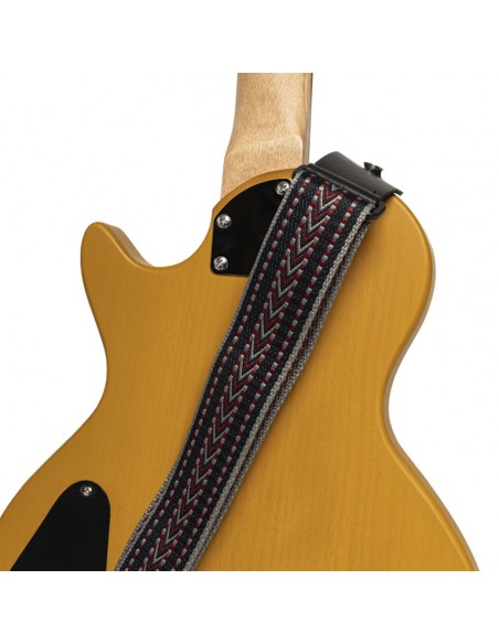 Woven cotton guitar strap with rafter pattern