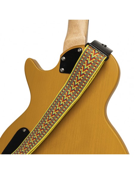 Woven cotton guitar strap with rafter pattern
