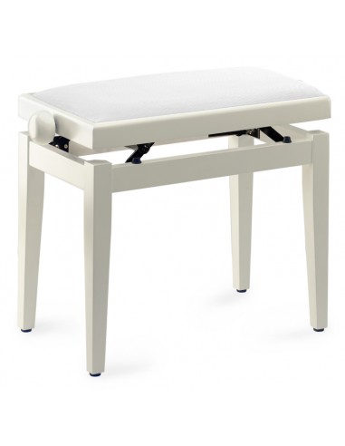 Highgloss white piano bench with white velvet top