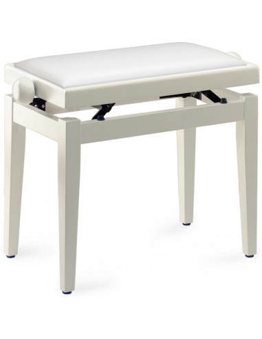 Highgloss white piano bench with white vinyl top