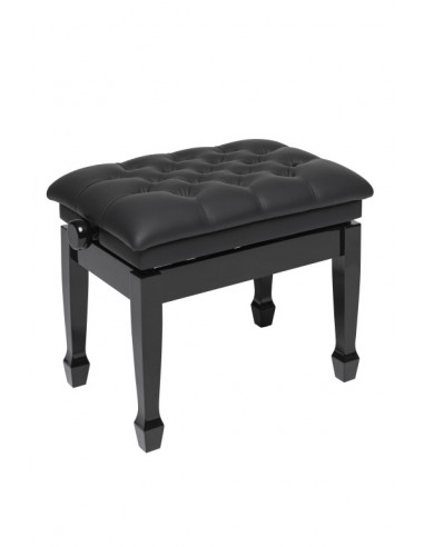 Highgloss black concert hydraulic piano bench with fireproof black vinyl top