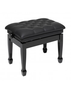 Highgloss black concert hydraulic piano bench with fireproof black vinyl top 2
