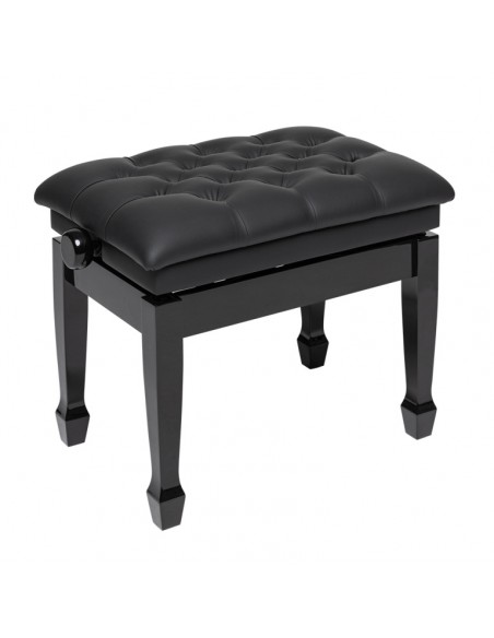 Highgloss black concert hydraulic piano bench with fireproof black vinyl top