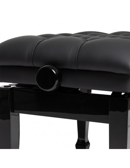 Highgloss black concert hydraulic piano bench with fireproof black vinyl top