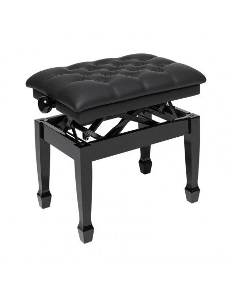 Highgloss black concert hydraulic piano bench with fireproof black vinyl top