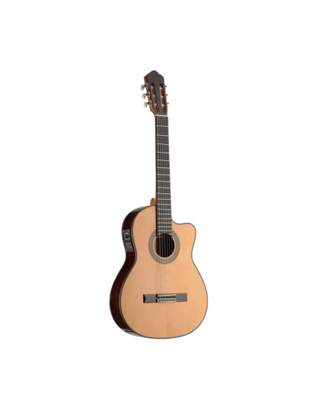 4/4 acoustic-electric classical guitar with thin body and solid class A spruce top