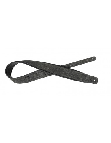 Black padded raw leather guitar strap