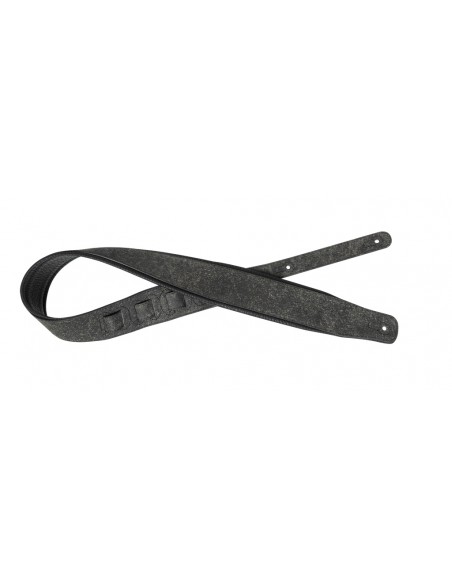 Black padded raw leather guitar strap
