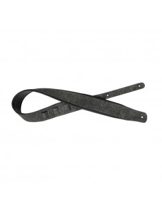Black padded raw leather guitar strap 2