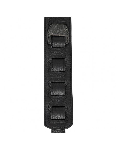 Black padded raw leather guitar strap