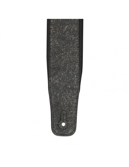 Black padded raw leather guitar strap