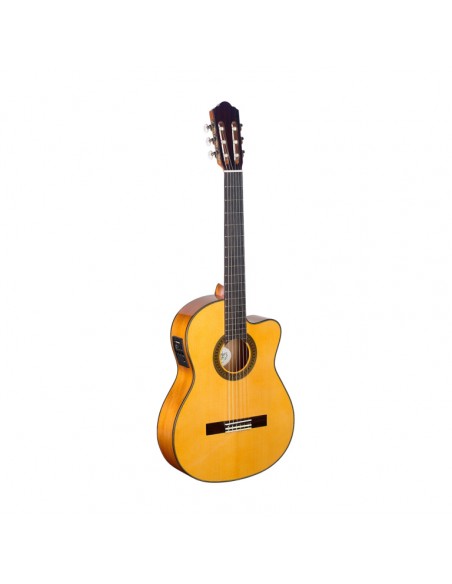 4/4 cutaway acoustic-electric flamenco classical guitar with solid spruce top and Fishman equaliser