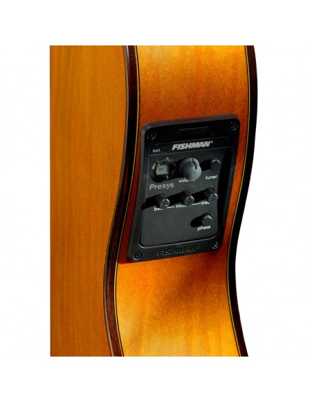 4/4 cutaway acoustic-electric flamenco classical guitar with solid spruce top and Fishman equaliser
