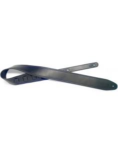 Black padded leather guitar strap, black seam