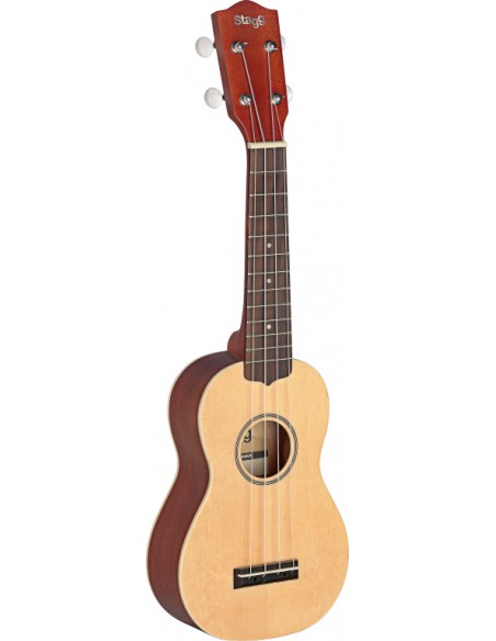 Traditional soprano Ukulele with solid spruce top, in black nylon gigbag