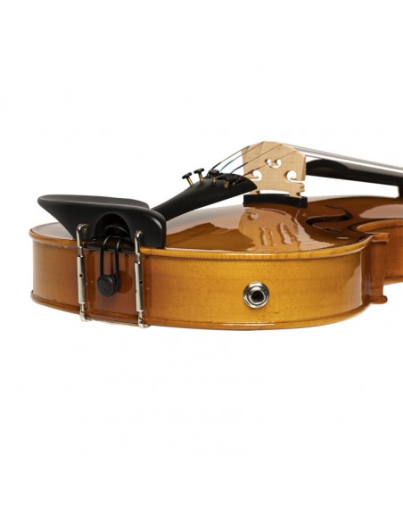 4/4 solid maple electric acoustic violin with ebony fingerboard and soft case