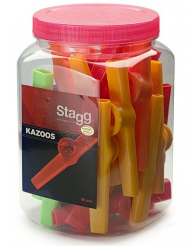 Box of 30 plastic kazoos of different...