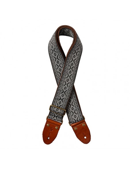 Woven nylon guitar strap with losange pattern