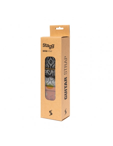 Woven nylon guitar strap with losange pattern
