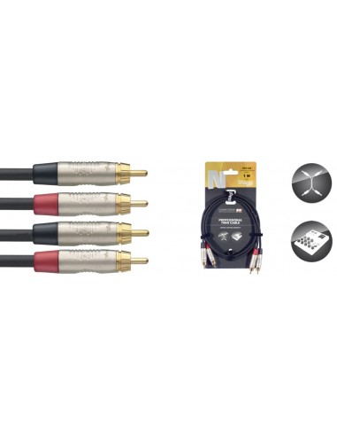 Twin cable, RCA/RCA (m/m), 1 m (3')