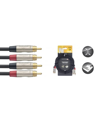 Twin cable, RCA/RCA (m/m), 3 m (10')