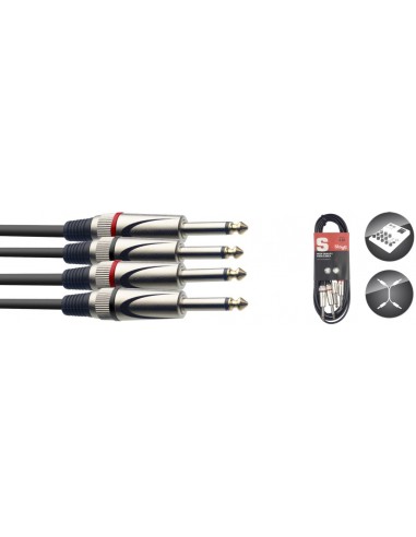 Twin cable, jack/jack (m/m), 60 cm (2')