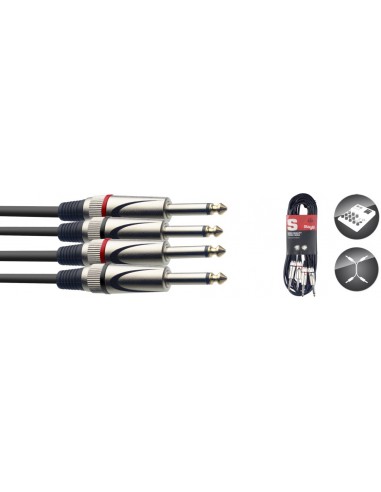 Twin cable, jack/jack (m/m), 10 m (33')