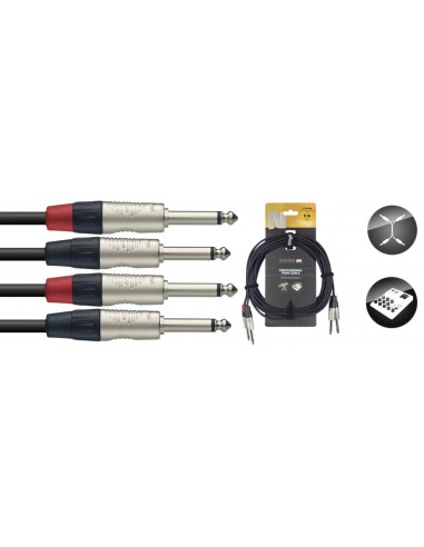 Twin cable, jack/jack (m/m), mono, 6...