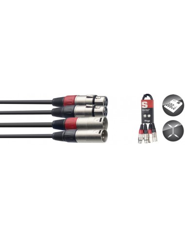 Twin cable, XLR/XLR (m/f), 60 cm (2')