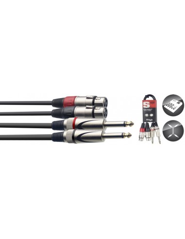 Twin cable, XLR/jack (f/m), 60 cm (2')