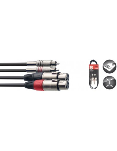 Twin cable, XLR/RCA (f/m), 60 cm (2')