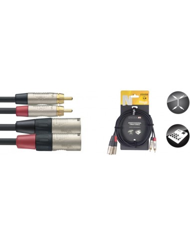 Twin cable, RCA/XLR (m/m), 3 m (10'),...