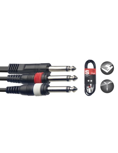 Y cable, jack/jack (m/m), 3 m (10')