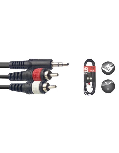 Y cable, mini jack/RCA (m/m), 3 m (10')