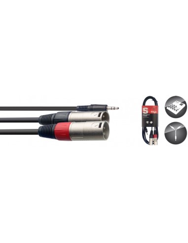Y cable, mini jack/XLR (m/m), 2 m (6')