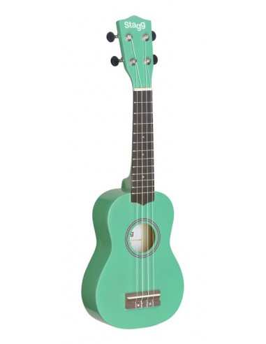 Green soprano ukulele with basswood...