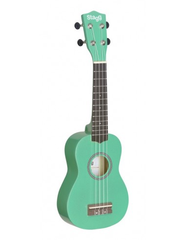 Green soprano ukulele with basswood...